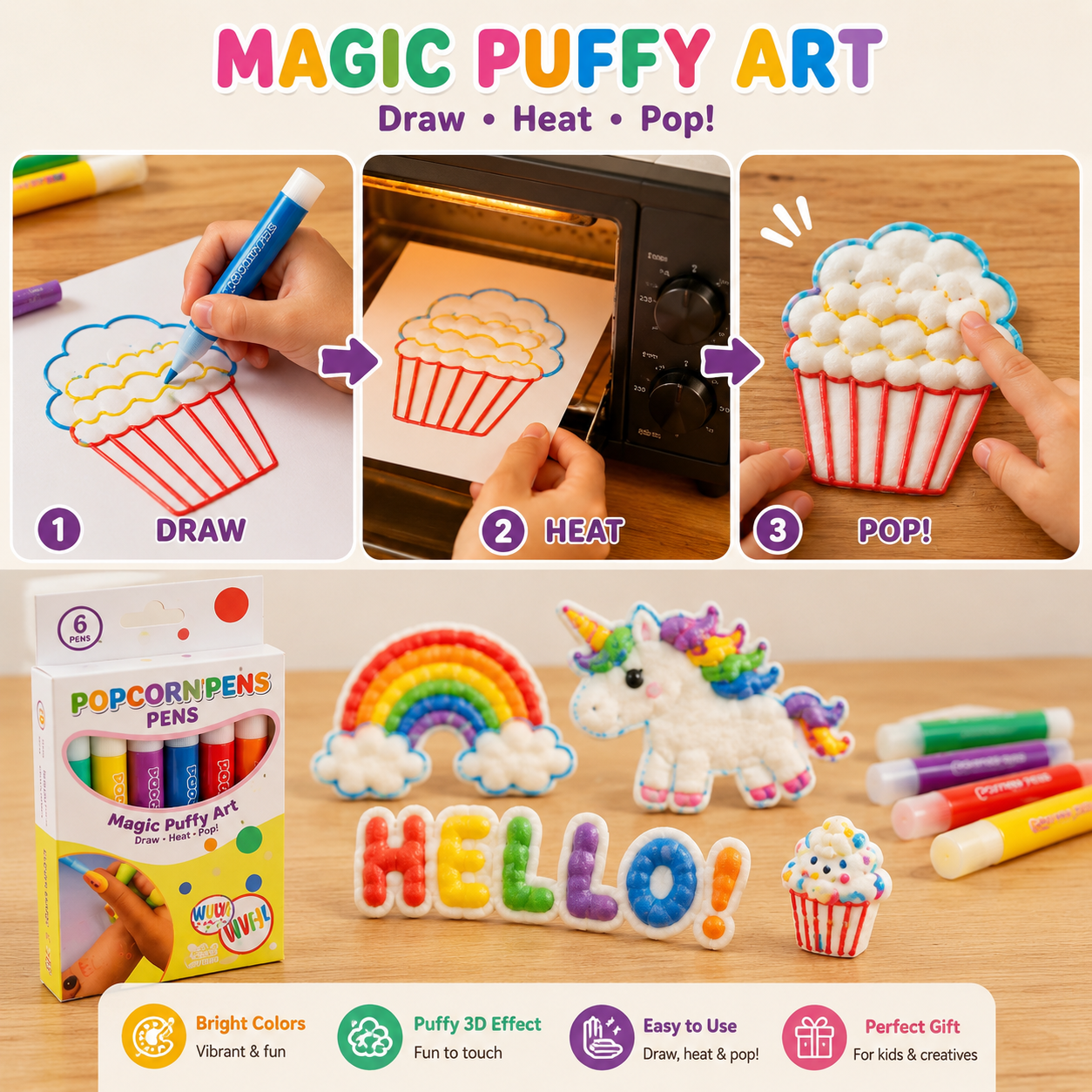 BBOJI Popcorn Pen – Fun 3D Bubble Popcorn Drawing Pen