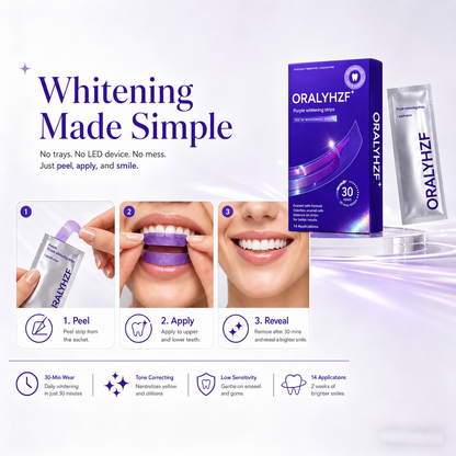 ORALYHZF Purple Whitening Strips – 30-Minute Low-Sensitivity Teeth Whitening