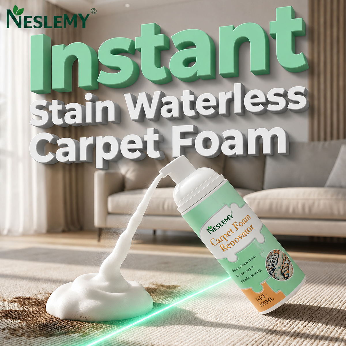 NESLEMY | 🔥Limited Time Promotion 50% OFF🔥 Waterless Carpet Foam Stain Remover with Towel