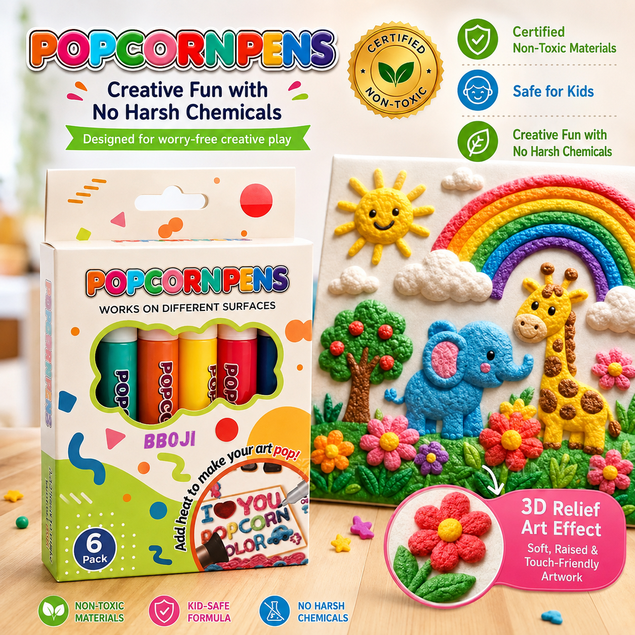BBOJI Popcorn Pen – Fun 3D Bubble Popcorn Drawing Pen