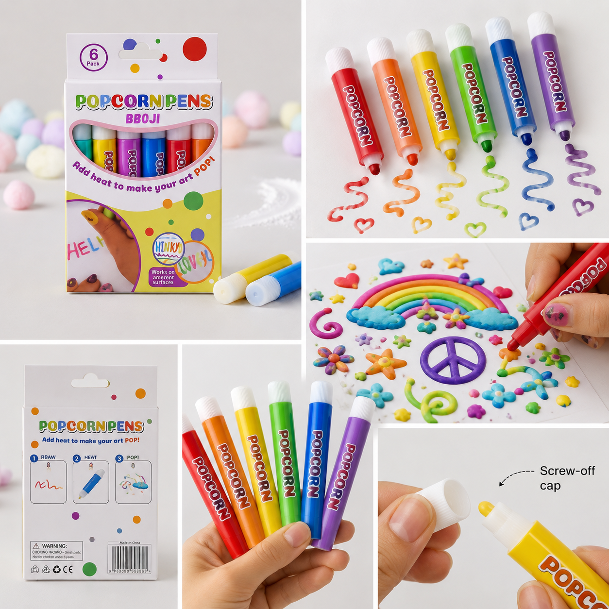 BBOJI Popcorn Pen – Fun 3D Bubble Popcorn Drawing Pen