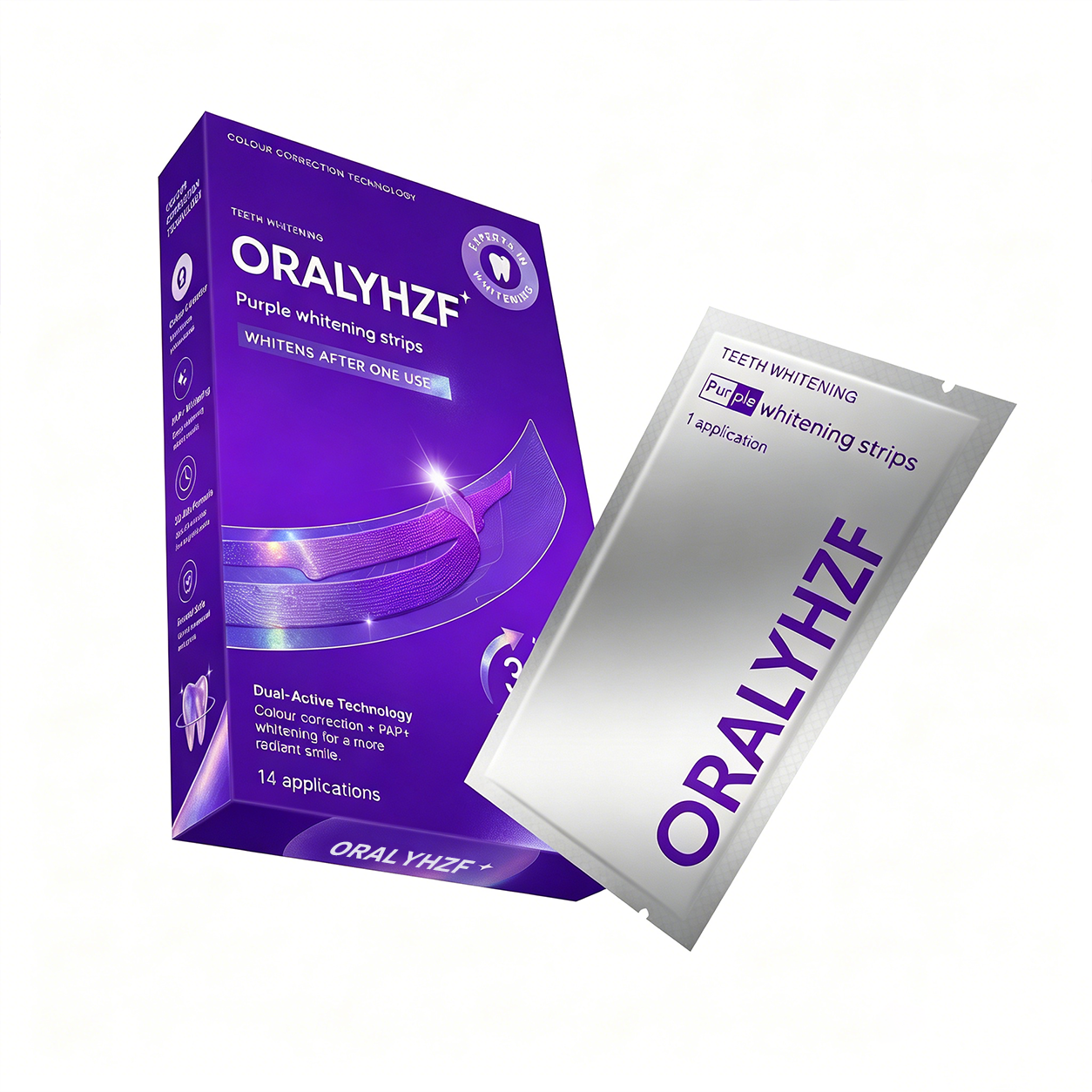 ORALYHZF Purple Whitening Strips – 30-Minute Low-Sensitivity Teeth Whitening