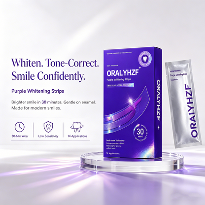ORALYHZF Purple Whitening Strips – 30-Minute Low-Sensitivity Teeth Whitening