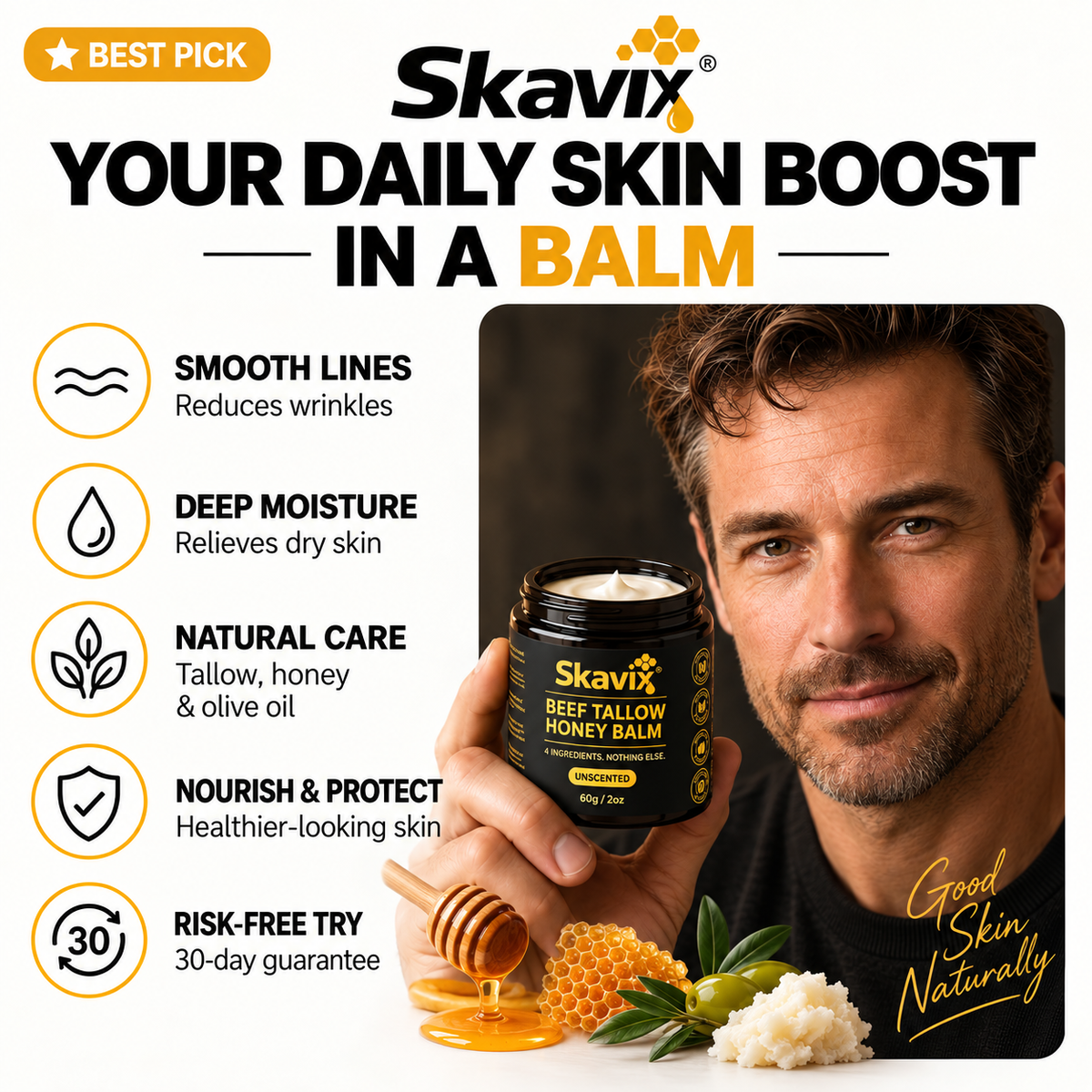 Skavix|Beef Tallow Honey Balm for Men🍯