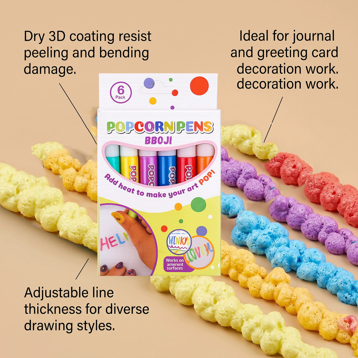 BBOJI Popcorn Pen – Fun 3D Bubble Popcorn Drawing Pen