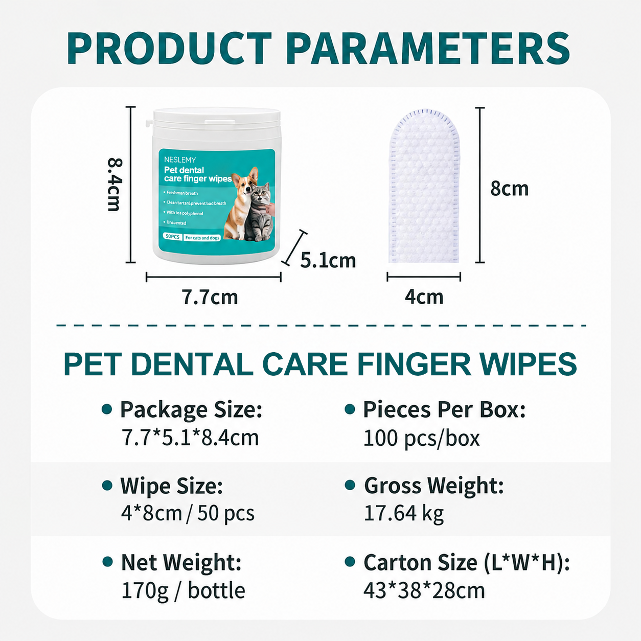 NESLEMY|Pet Dental Care  Finger Wipes